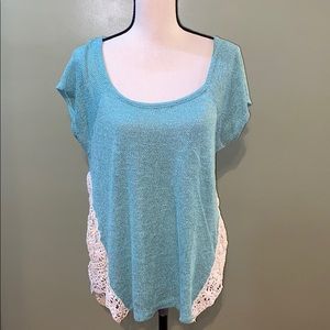 Teal knitted lacy blouse